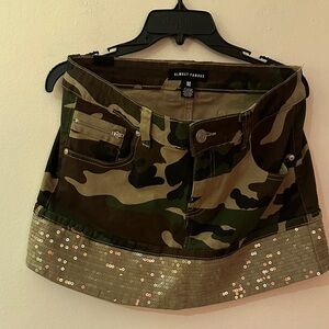 Almost Famous Camouflage Mini Skirt with Sequin Trim -NWOT